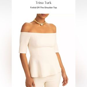 Cream crepe-like structured top by Trina Turk